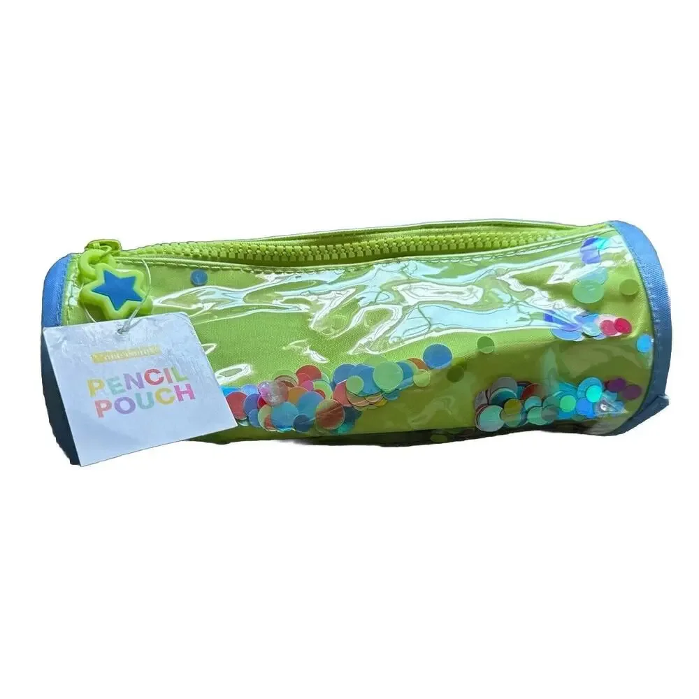 Ankyo Green Pencil Pouch with Large Glitter/Sequence Inside